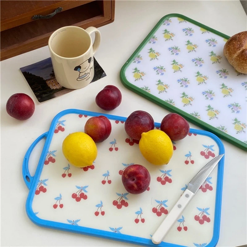 Korean Retro Floral Cutting Board, Double-Sided Cutting Board, Ins Kitchen, Vegetables and Fruit, Photo Props
