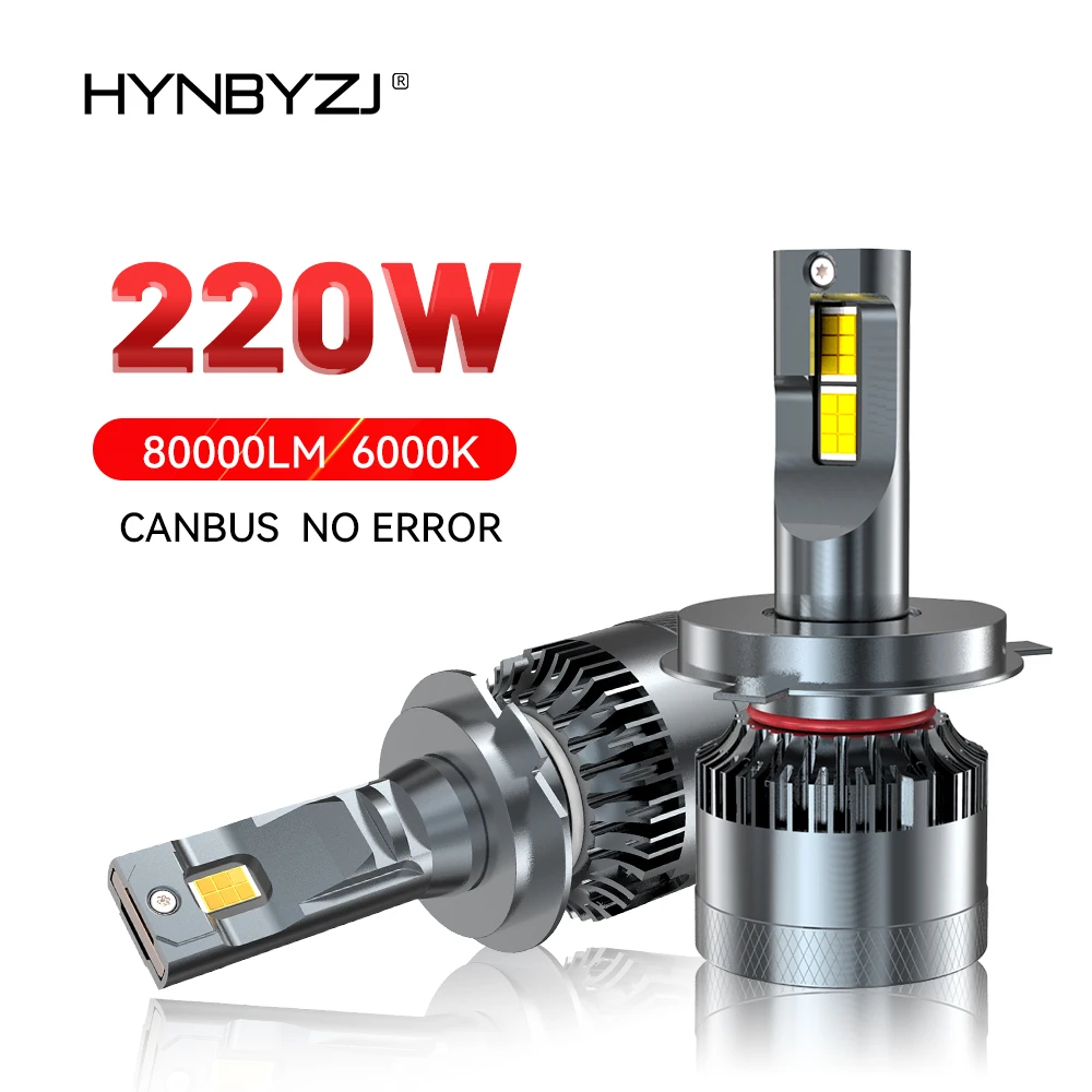 

HYNBYZJ 220W H7 H4 80000LM Led Car Headlights Canbus H1 H8 H11 Lamp 9005 HB3 9006 HB4 9012 LED Bulb Turbo Lamp 6000K White 12V