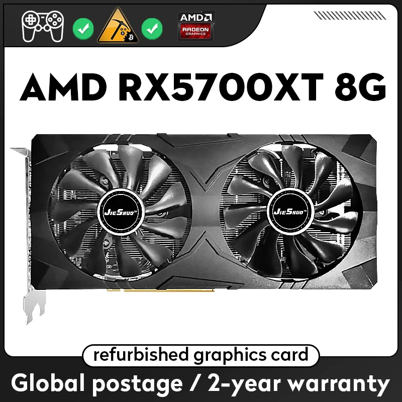 Jieshuo Amd Rx 5700Xt 8Gb 2560Sp Scheda Grafica Da Gioco Gddr6 256Bit Gpu Rx5700Xt 8G Supporta Pc Desktop Video Office 5700Xt Rx