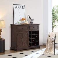 Farmhouse Buffet Cabinet with Storage Sideboard with 2 Drawers, Wine Bar Cabinet with Removable Wine Racks ,Espresso 2