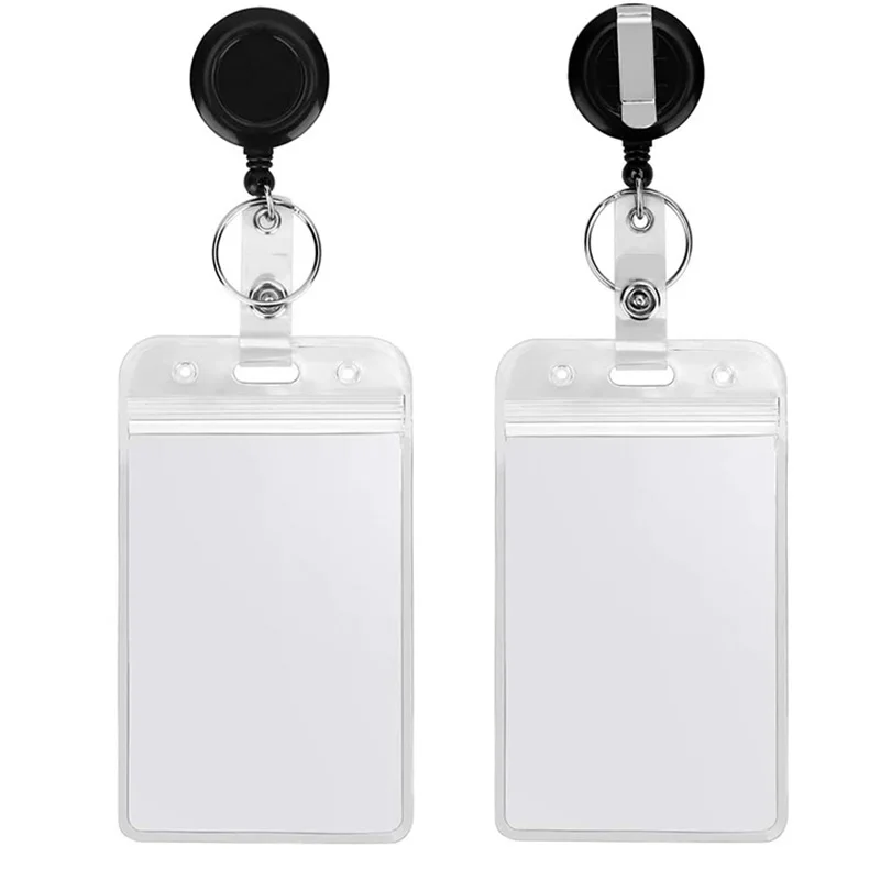 Transparent Name Card Holder Keychain Badge Set Lanyard ID Card Holder Neck Strap Nurse Business Holder