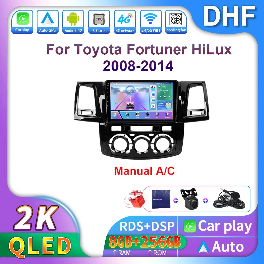 

DHF Android 13 Car Radio CarPlay For Toyota Fortuner Hilux Revo Vigo 2008 - 2014 Multimedia Player 2Din GPS Navigation Head Unit