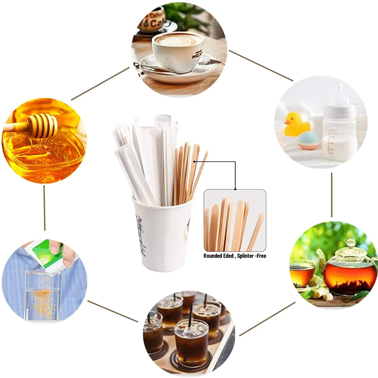 100Pcs Wooden Coffee Stirrers 5.5/7.4Inch Disposable Drink Stirrer Stick  Individually Paper Wrapped Beverage Stir Stick for Milk - AliExpress