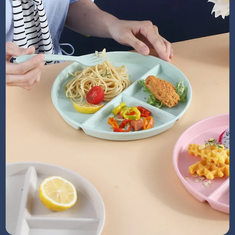 Divided Plate 8.6-inch 3 Compartment Plate Eco-friendly Material Reusable For Portion Control Weight Loss Healthy Eating 1PCS
