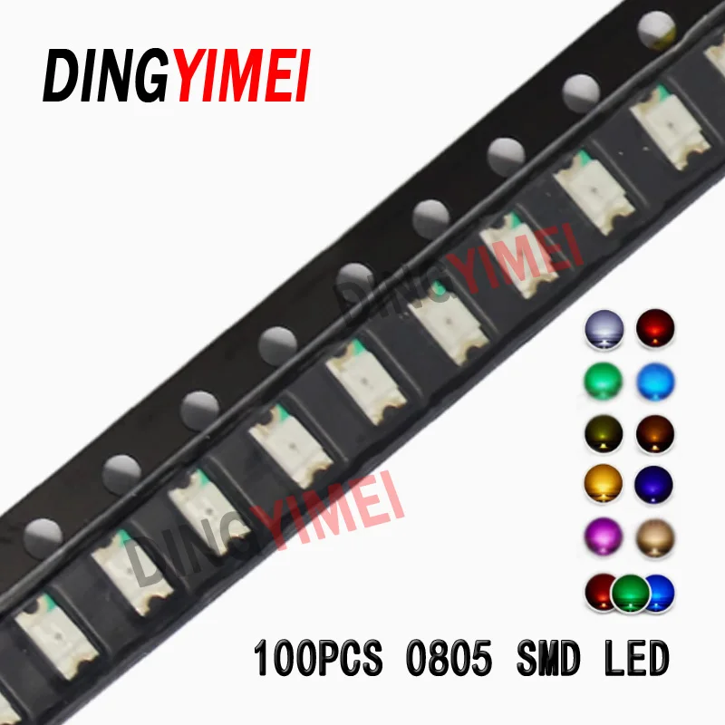 100Psc 0805 (2012) Smd Led Emitting Diode Kit Lampada Chip Light Beads Bianco Caldo Rosso Verde Blu Giallo Arancione Uv Rosa Micro 3V Smt