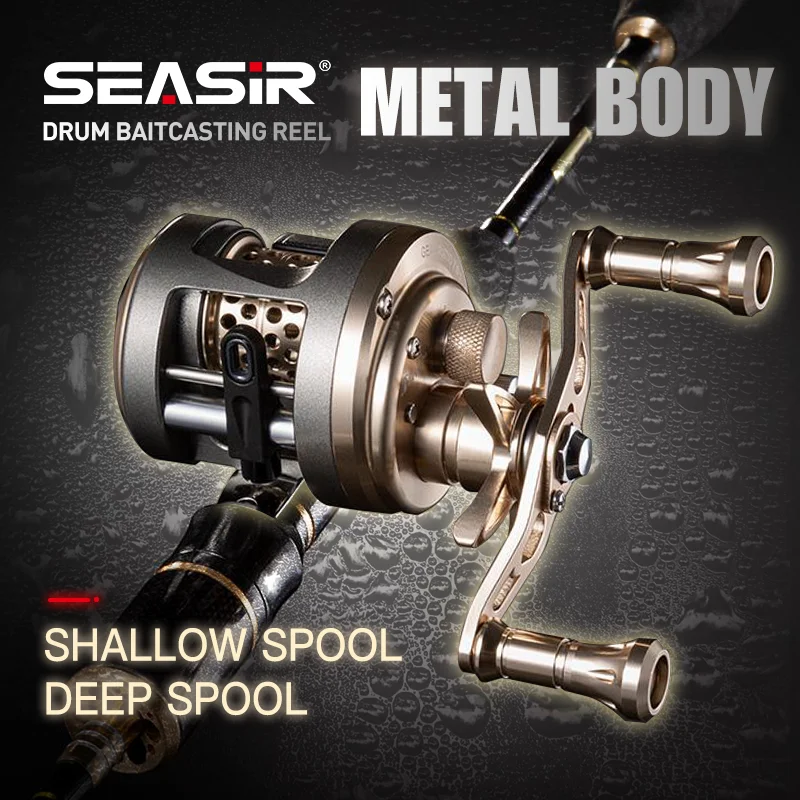 SEASIR JH Drum Baitcasting Reel Metal Body Micro/Deep Spools High Strength  Max Drag 7kg Bearing 9+1BB Saltwater Fishing Reels