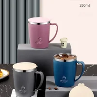 350ml Vacuum Cup Portable Mug Insulated Cup for Outdoor Traveling Double Wall Stainless Steel Coffee Cup with Handle and Lid 2