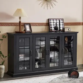 Storage Credenza with Windowpane Doors 1