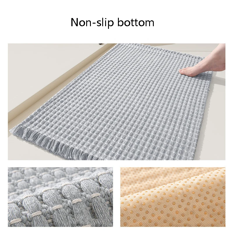 Water Absorption Bathroom Carpet Non-slip Home Bath Mat Tassel Soft Modern Floor Area Rug Home Door Mat Entrance Rug 2