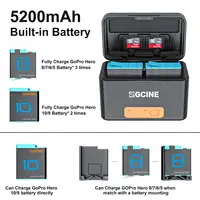ZGCINE PS-G10 Mini Battery Charging Box For GoPro 11 10 9 8 7 6 5 5200mAh Smart Charging Case Battery Storage Box For Gopro Hero 2