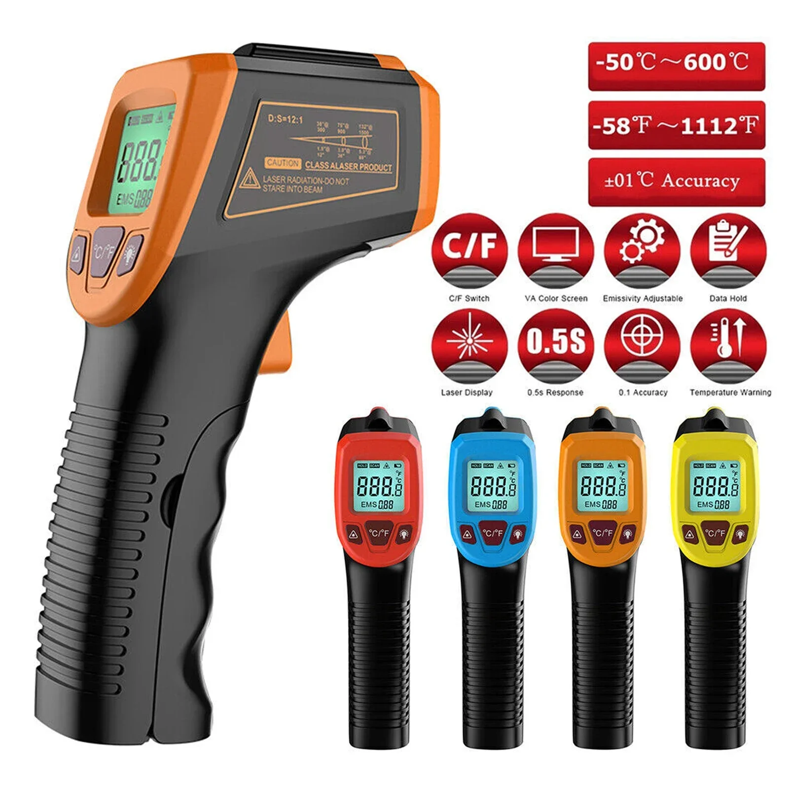 

-50~600℃ / -58~1112℉ GM320S high-accuracy Industrial Infrared Thermometer IR High Temperature Gun