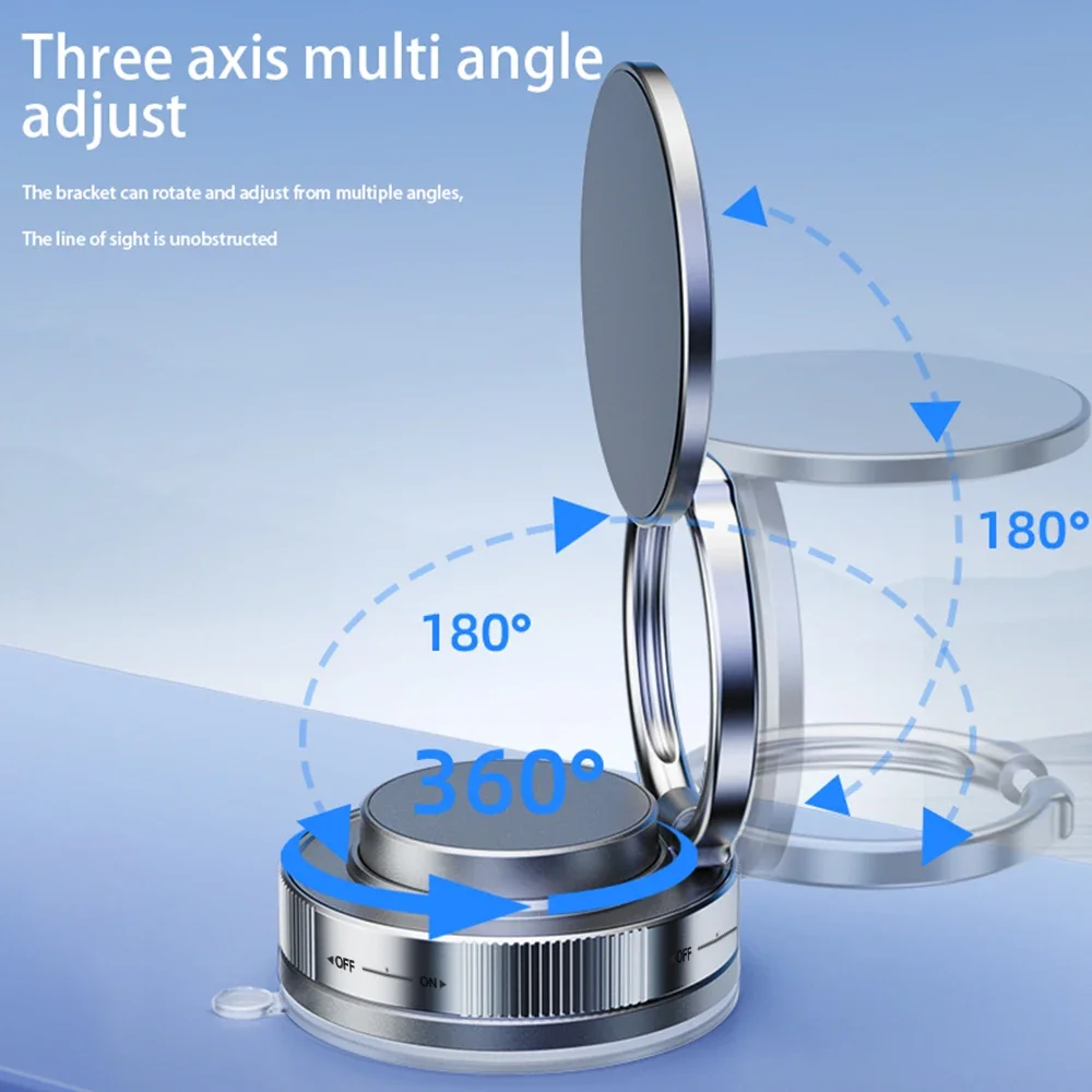 Kebidumei Foldable Phone Holder Car Magnetic Vacuum Adsorption Bracket 360 Degree Rotation GPS Navigation Support Sucker Stand