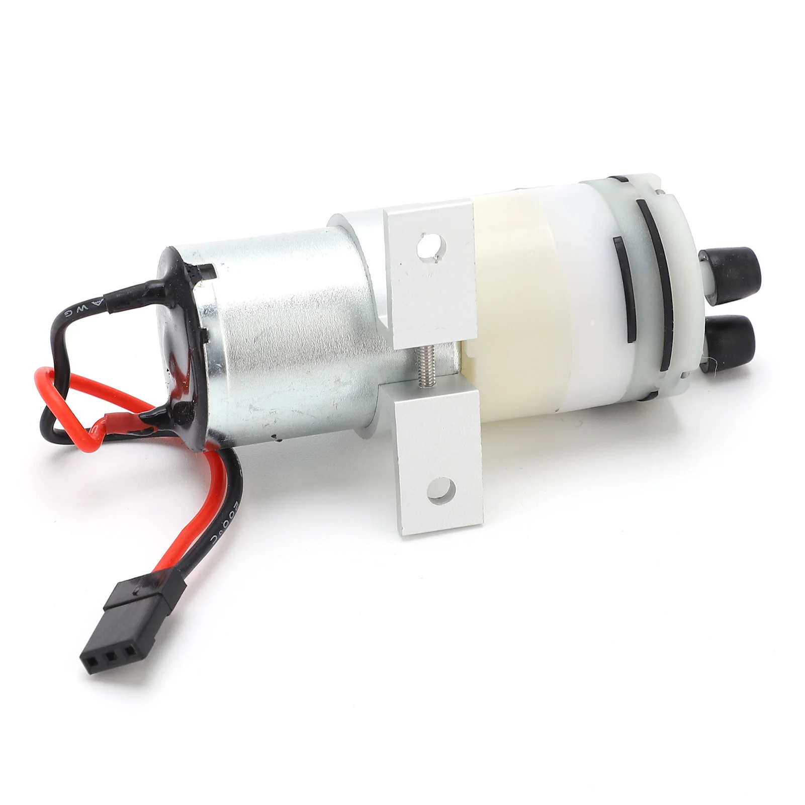 Détail de la prise JR et de l'interrupteur sur la pompe à eau RC 370 3-6V pour refroidissement bateau télécommandé.