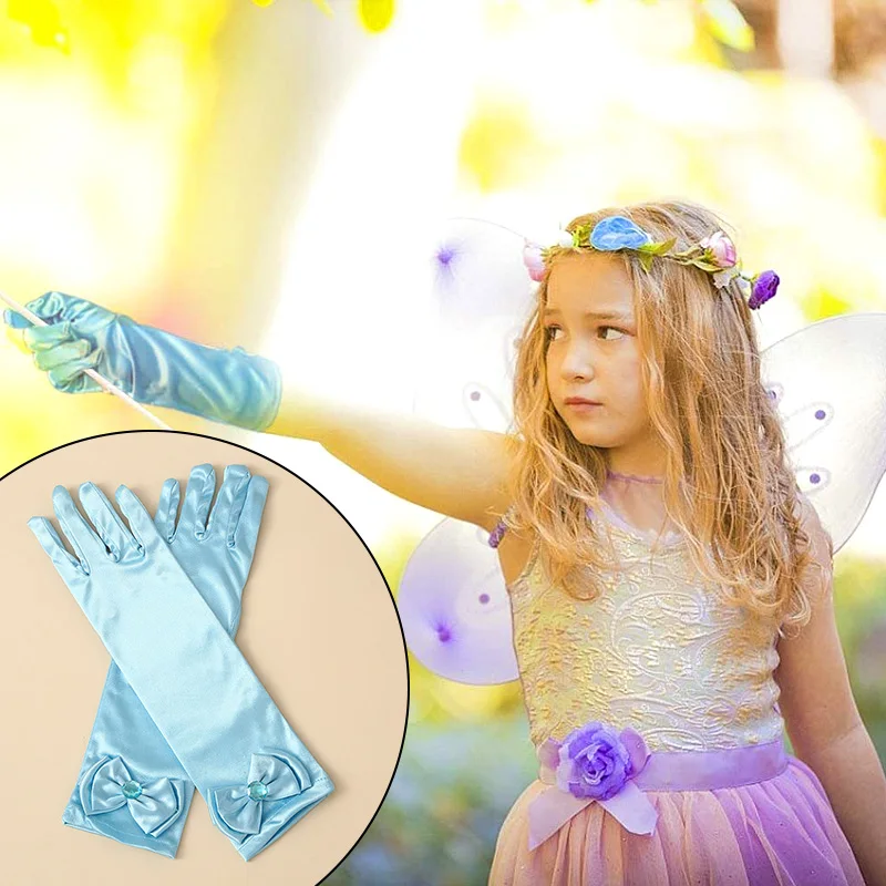 

10Styles Big Bow Children’s Satin Gloves Elegant Sunscreen Princess Wedding Ceremony Party Stage Performance Hand Decoration