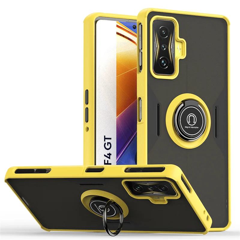 Shockproof Armor Matte Case with Magnetic Holder Ring Stand