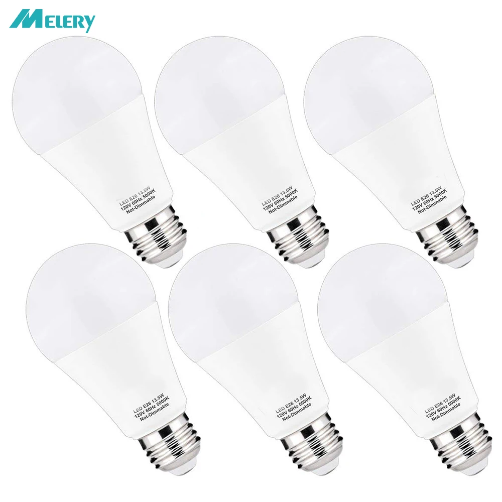 Bombilla LED E26 E27, 100W equivalente, A19, blanco cálido, 2700K, luz diurna, 5000K, 1300lm, iluminación para hogar, cocina, dormitorio, paquete de 6| | - AliExpress