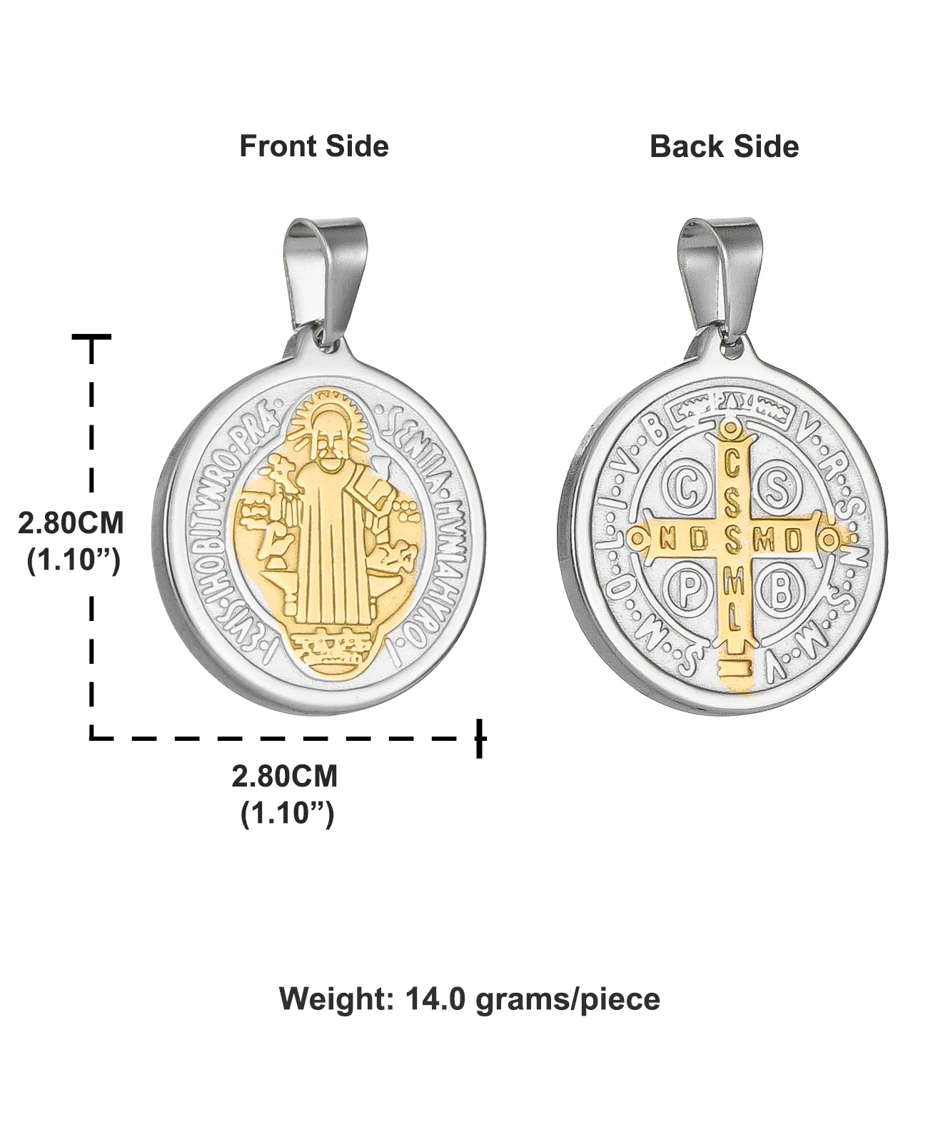 Stainless Steel St. Benedict Medal Pendant