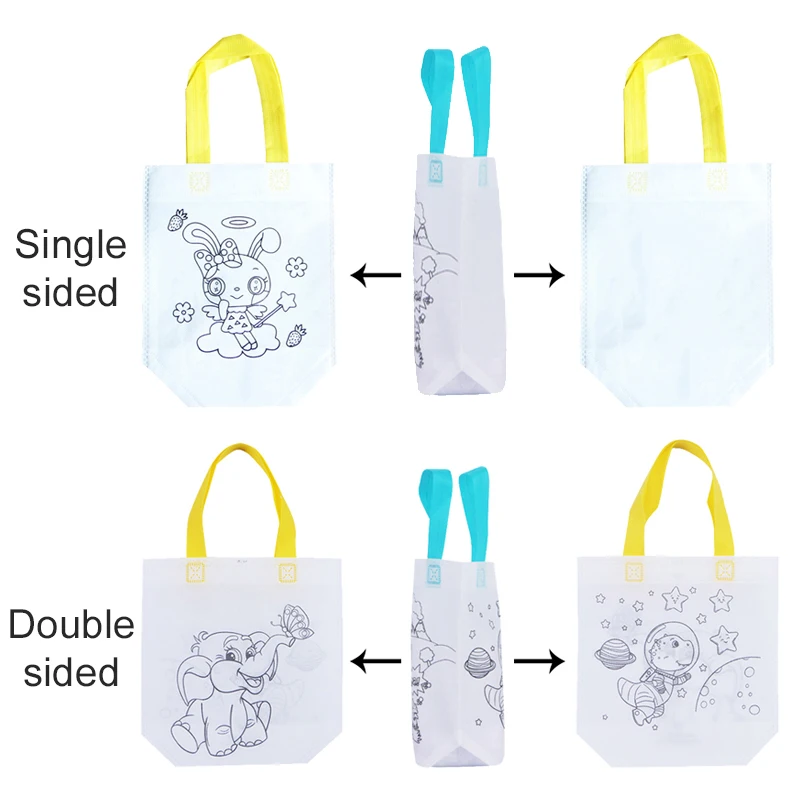 DIY Colored Graffiti Bags Crayons Painting Handbag Non-woven Children Drawing Toys Color Cognition Painting Material TMZ 4