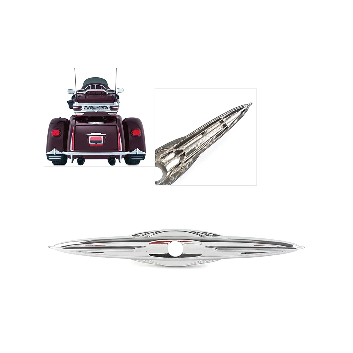 

Chrome Rear Trunk Latch Accent Trim for Harley Street Tri Glide Trike