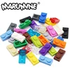 Marumine 1x2 Plate Brick 100PCS Building Blocks Baseplate 3023 Accessories Bulk Parts Developing Classic MOC Brick Toys for Kids 1