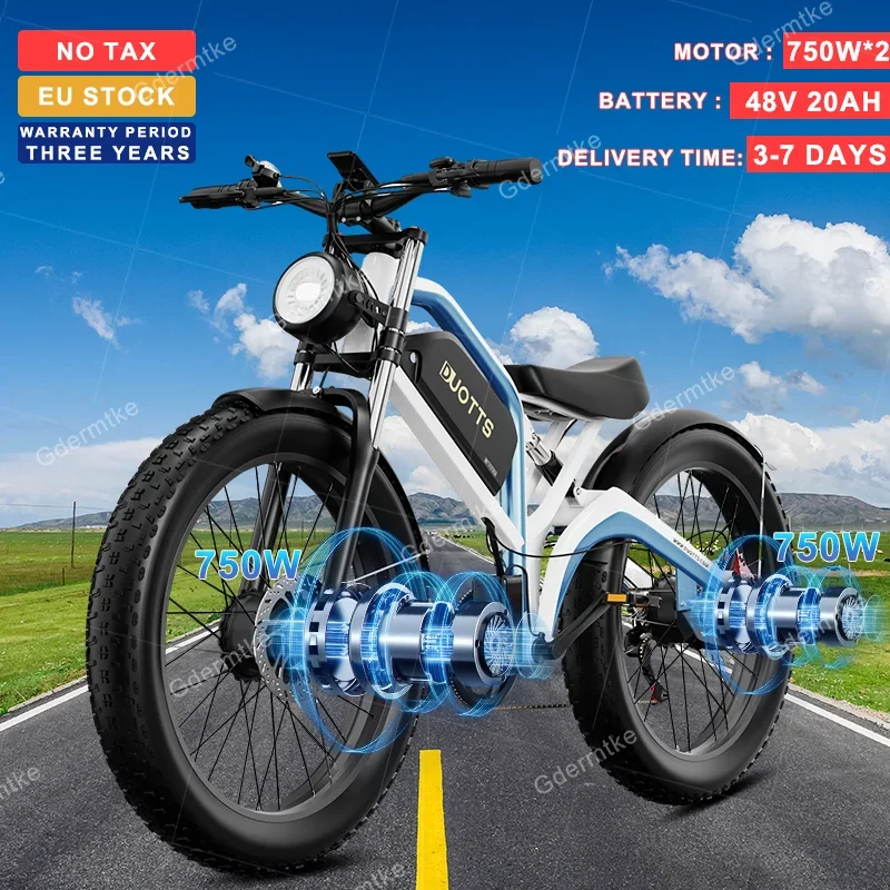 Bici Elettrica 750W * 2 48 V20Ah Dual Motors 55 Km/H Velocità Massima 26*4.0 Pollici Batteria Per Pneumatici Grassi Mountain Moto E Bike