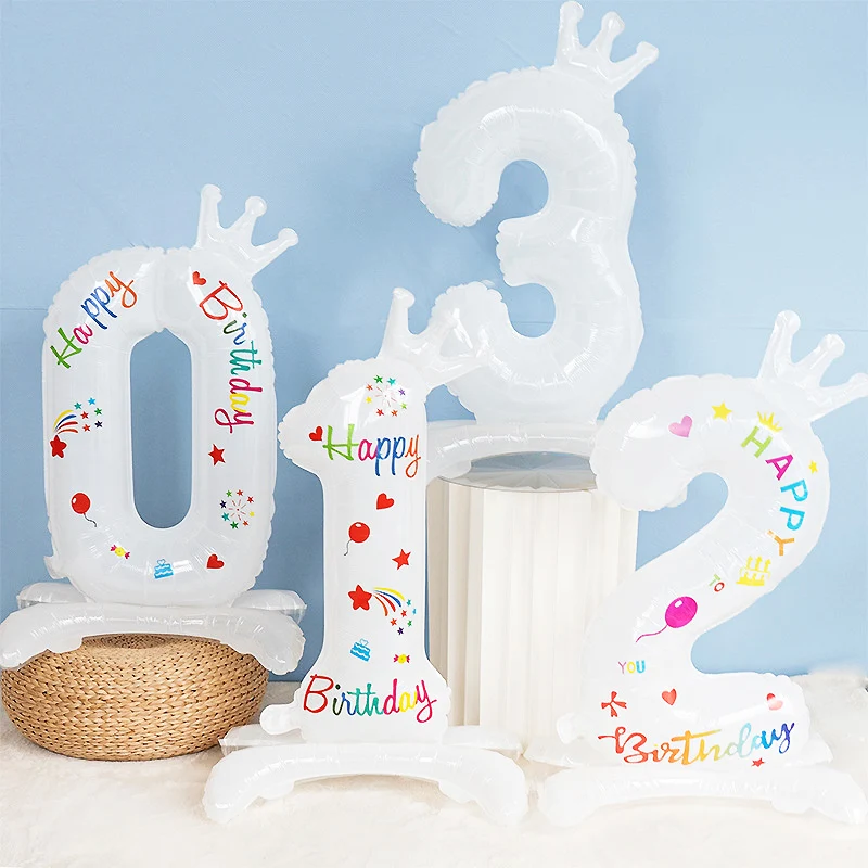 

32-дюймовая белая подставка 0, 1, 2, 3, 4, 5, 6, 7, 8, 9 цифр, шар, оформление дня рождения, Детская декорация для будущей мамы, детские игрушки, гелиевые шарики