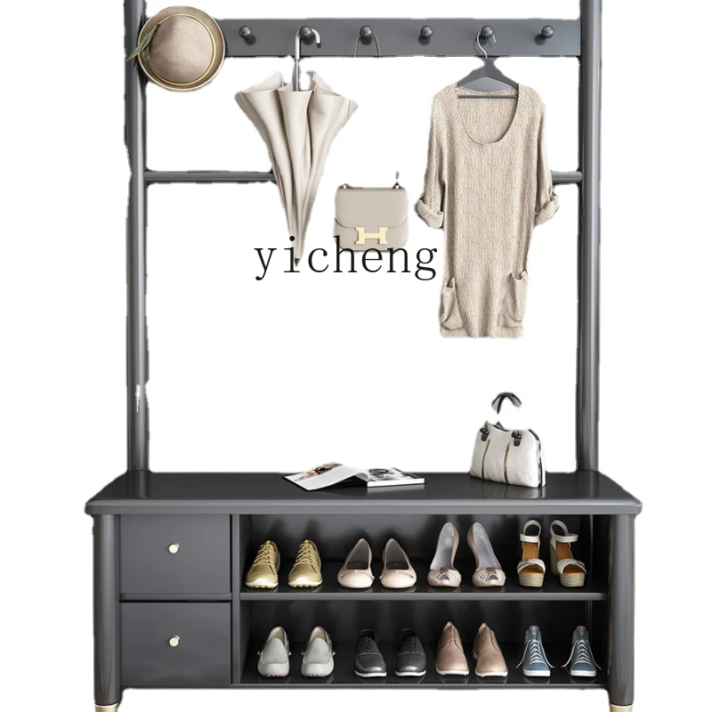 

Многофункциональная вешалка для одежды Yhl из итальянского черного массива дерева, сменный стул для обуви, вход для шкафа «Все в одном»