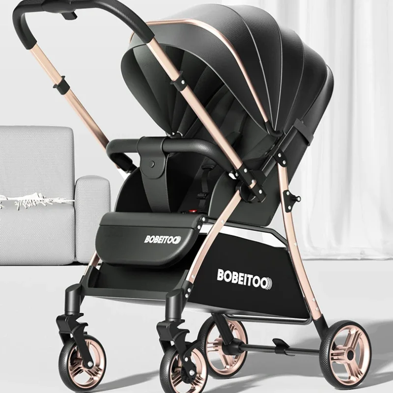High-view two-way baby stroller Lightweight foldable baby carriage children's dining chair Adjustable stroller armrests