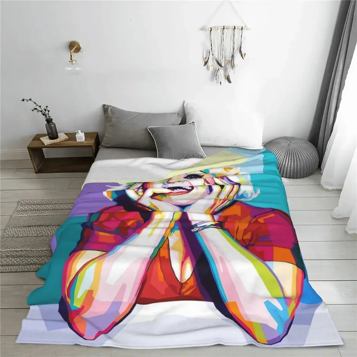 M-Madonnas Blanket Pop Art Singer Camping Flannel Throw Blanket Warm Soft Couch Chair Custom Bedspread Gift Idea 5