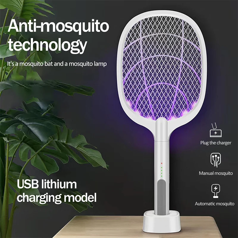 

3000V Electric Mosquito Killer With UV Lamp USB 1200mAh Rechargeable Bug Zapper Summer Fly Swatter Trap Home Bug Insect Racket