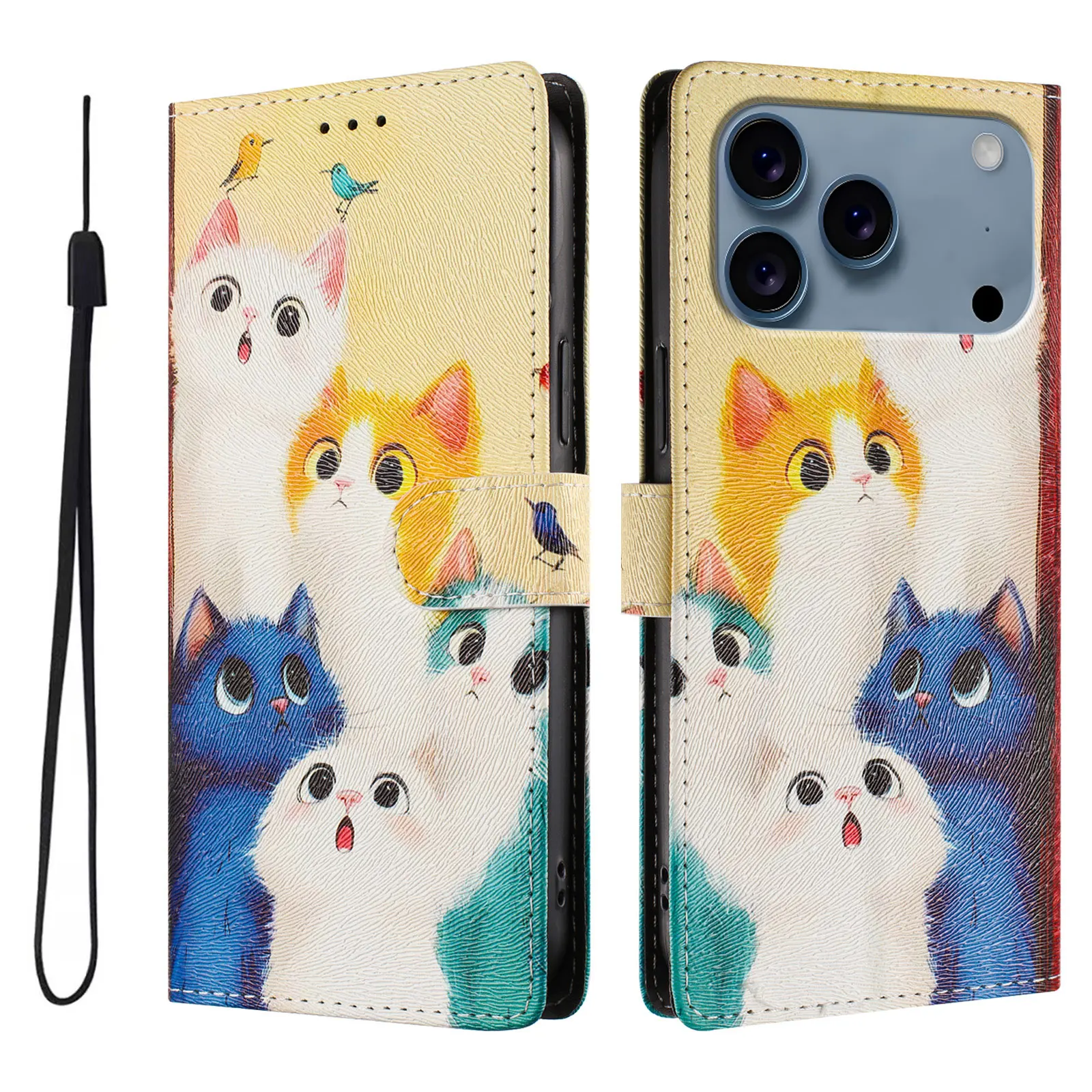 Adorable Cat Leather Flip Wallet Phone Case - Stylish and Functional Back Cover