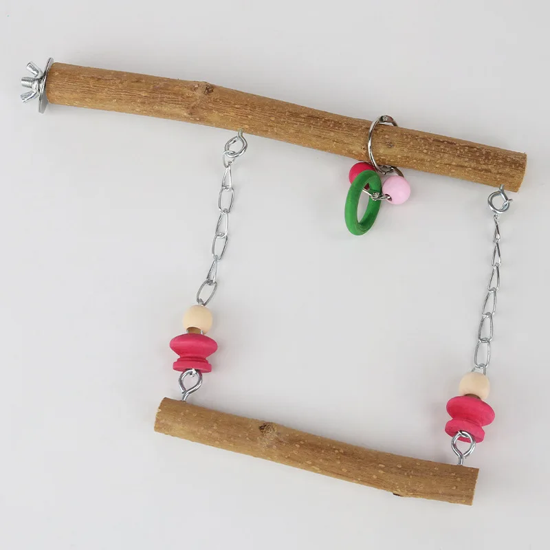 Natural solid wood parrot specific swing bird cage suspension ring suspension bridge swing pet bird toy accessories