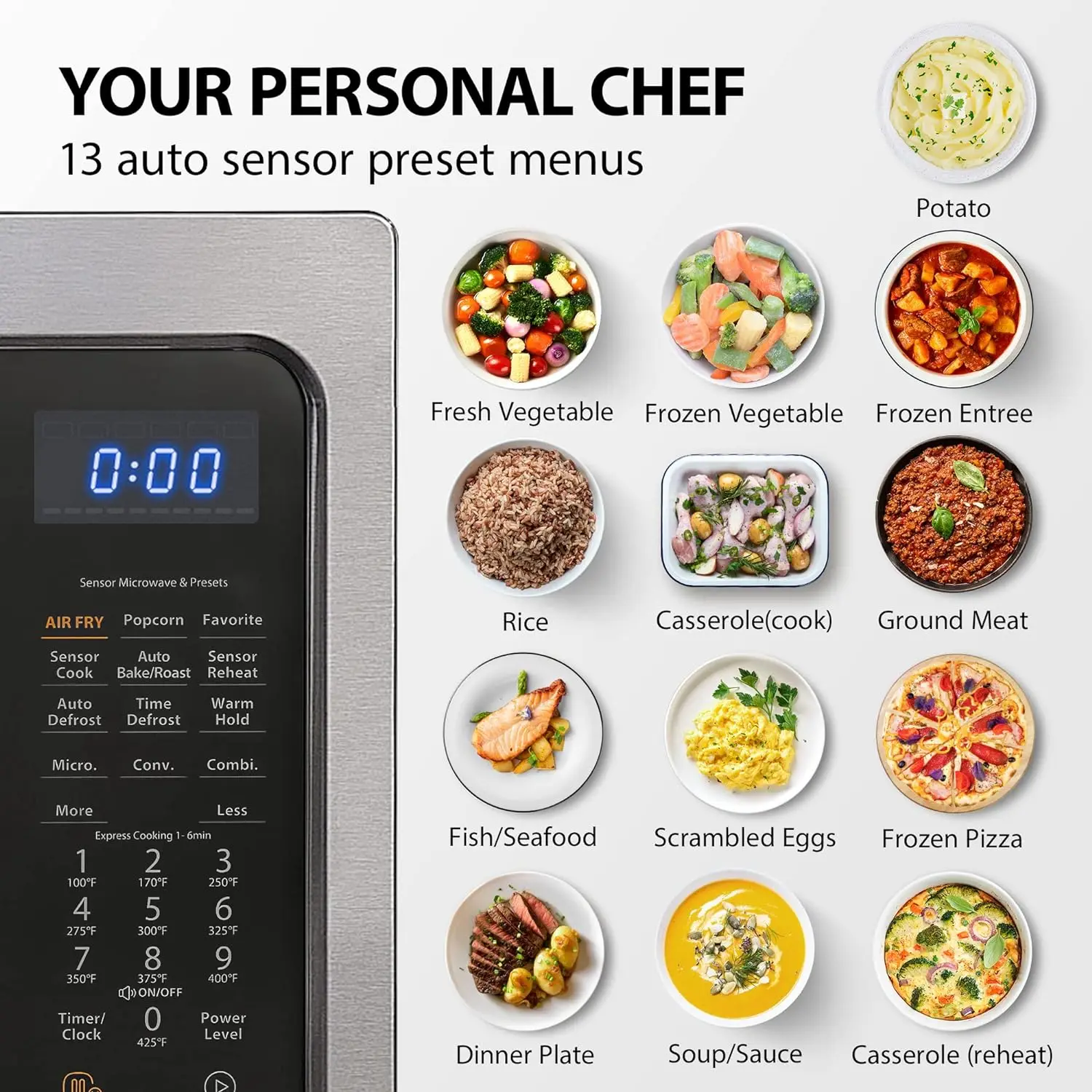 4-in-1 ML-EC42P(BS) Countertop Microwave Oven, Smart Sensor, Convection, Air Fryer Combo, Mute Function, Position Memory