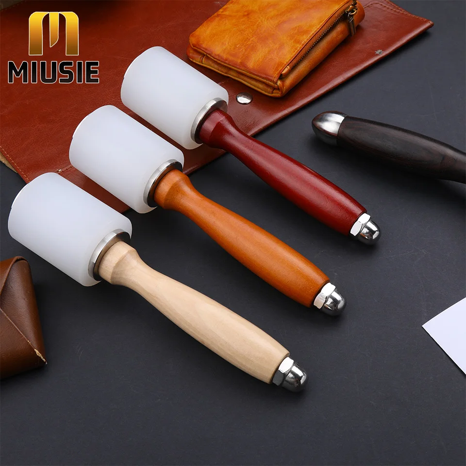 Leather Carving Hammer Leathercraft Mallet Nylon Wood Handle Hammer Leather Carving Mallet DIY Stamping Tool