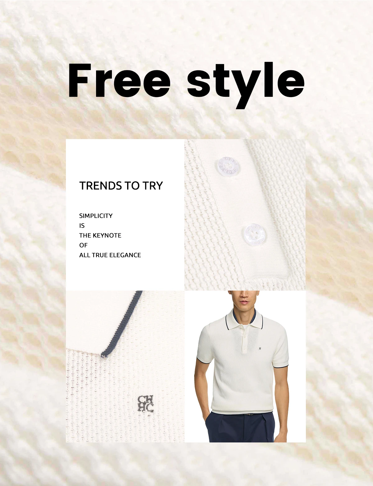 CHCH Men's lapel Short Sleeved Sweater T-shirt New Knitted Casual Business Men's Pullover Sweater T-shirt