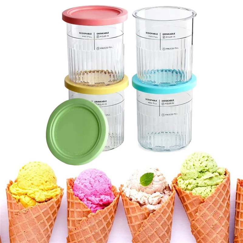 4PCS Ice Cream Pints and Lids for Ninja Creami NC500 NC501 Ice Cream Storage Containers Food Freezer ice cream containers