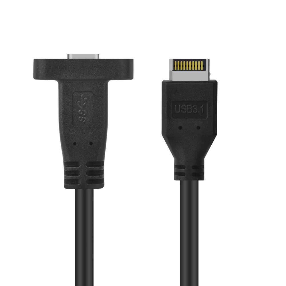 RGEEK 50cm USB-C Female Connector Extension Cable with Panel Mount Screw