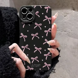 Adorable Pink Heart Bow Pattern Silicone Phone Case Cover - iPhone 12 Mini (Black - 2M1840)