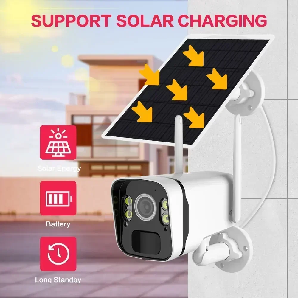 4채널 4.39인치 화면 NVR 5MP 배터리 태양광 불릿 IP 카메라 시스템 키트 실외 WiFi 태양광 보안 카메라 세트