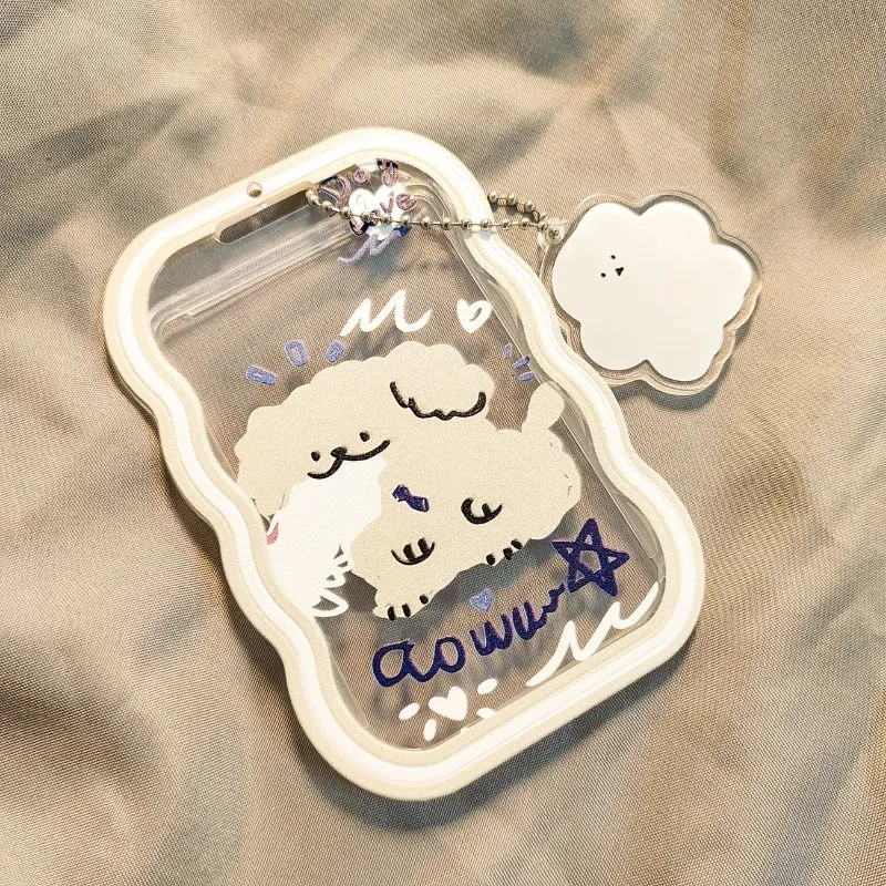 1PC Kawaii Photo Card Holder Cat 3-Inch Idol Photocard Sleeves Pendant Meal Card Bus Protective Cover