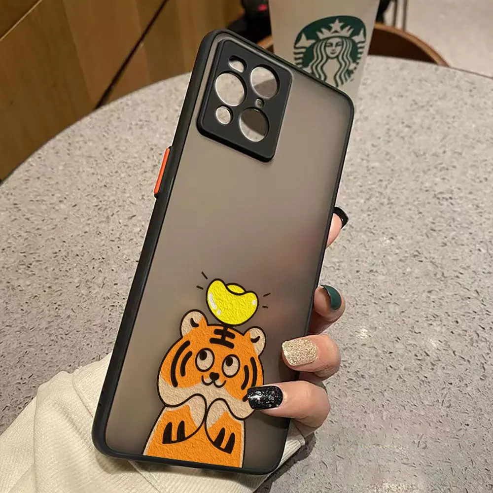 thumbnail image 1 of Funda de teléfono mate para OPPO Realme 10 9 9I 8 8I 7 7I 6 5 FIND X3 X4 PRO 4G 5G Funda Coque Capa Shell lindo pequeño tigre, 1 of 5