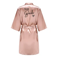 Robe de mariée d'équipe de fête de mariage avec lettres noires, pyjama Kimono en Satin, peignoir de demoiselle d'honneur SP003 3