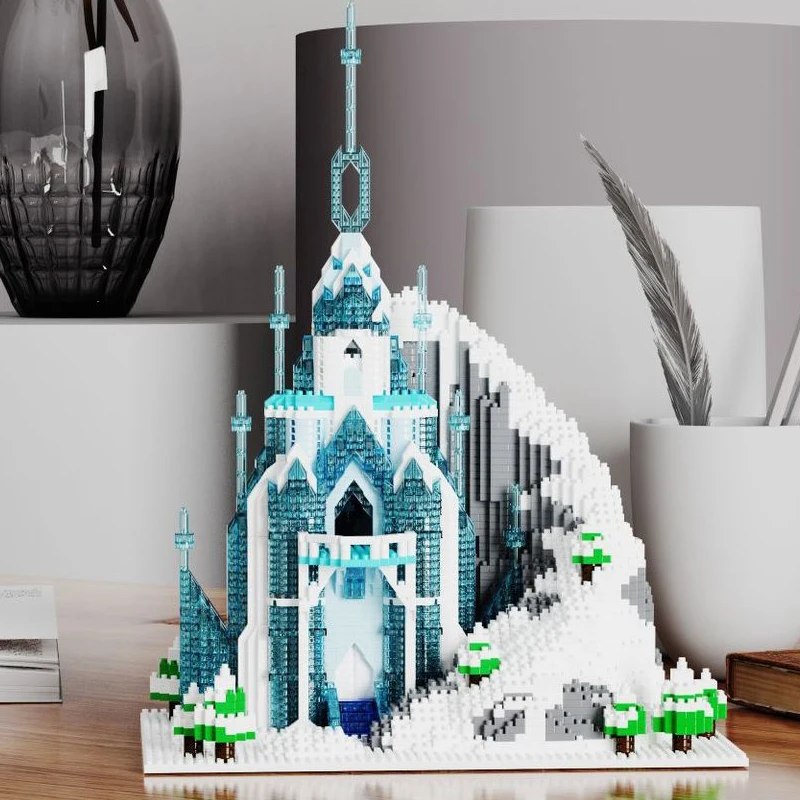 4842 Pz + Frozen Castle Diamond Building Blocks Micro 3D Modello Fai Da Te Disney Princess Elsa Mini Mattoni Figure Per Kid Christmas