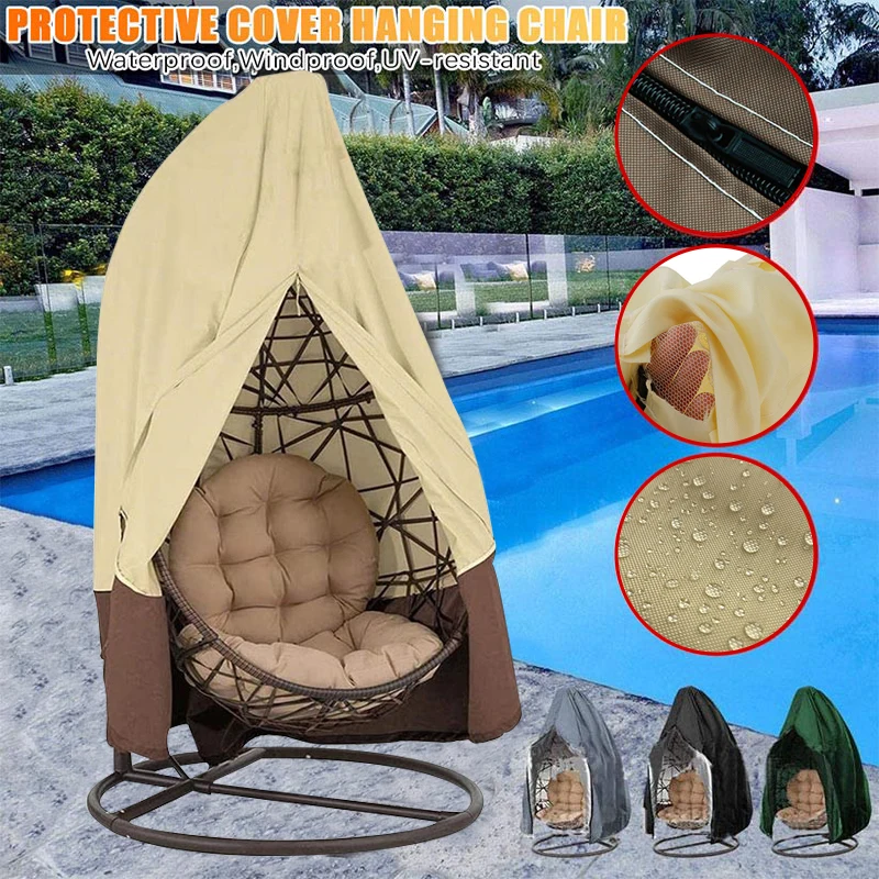 Hanging Swing Egg Chair Dust Cover With Zipper Anti UV Sun Protector Cover Garden Patio Waterproof Rattan Seat Furniture patio furniture cover chair dust cover