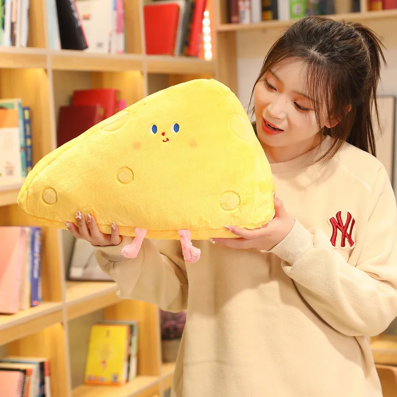 Kawaii Breakfast Food Plush Pillow Stuffed Milk Cheese Fried Egg Drumstick Sop Bread Lettuce Vegetable Decor Seat Cushion 5