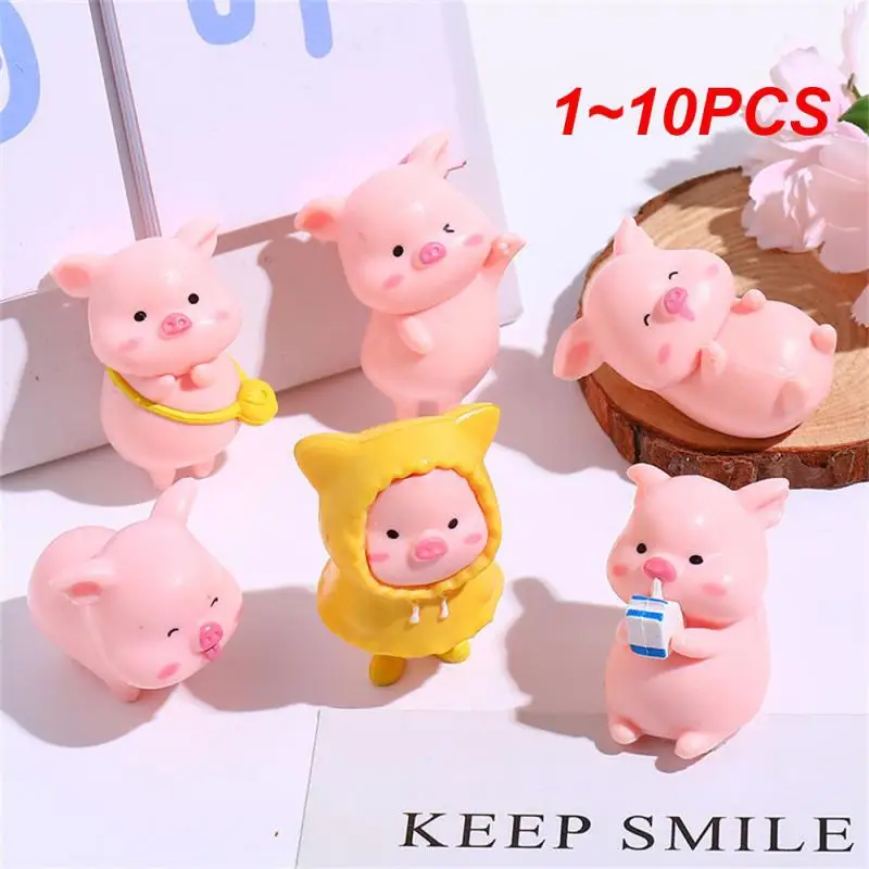 

1~10PCS Cute Cartoon Pink Pig Figurine Miniaturas Ornament Resin Piggy Statue Collection Toy Fairy Garden Mini Miniatures