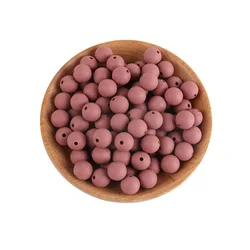 Bulk Set of 50 Round Silicone Beads for DIY Jewelry and Accessories - Assorted Sizes (Dark pink)