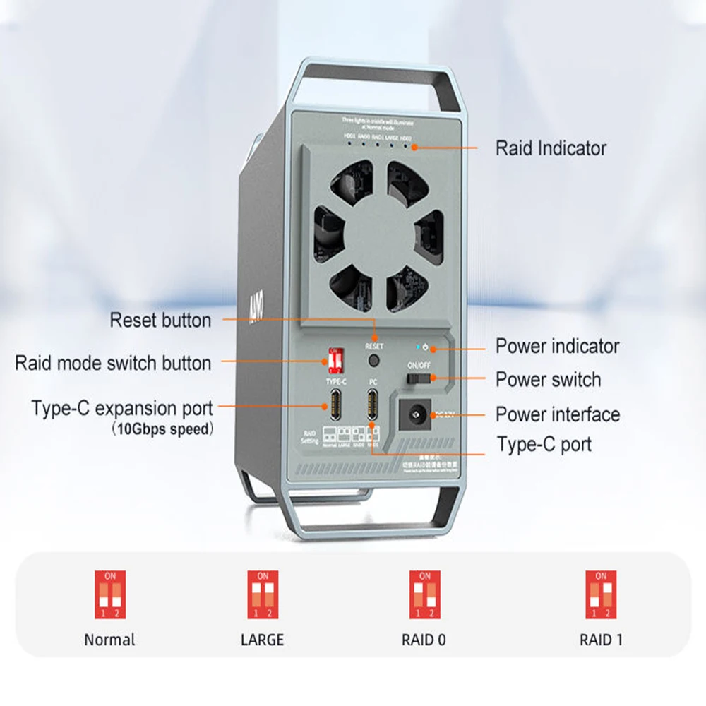 MAIWO RAID Ÿ C 3.5 ġ SATA HDD SSD Ŭ, ˷̴ HDD ̽, ڵ , ϵ ̺ ũ  ĳ, ִ 10Gbps, 2 