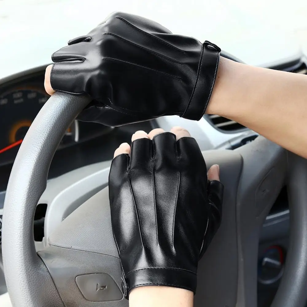 Gloves Men Slip-resistant Artificial Leather Fingerless Half Finger High Quality Luvas Driving Training Fitness Guantes Gloves 5
