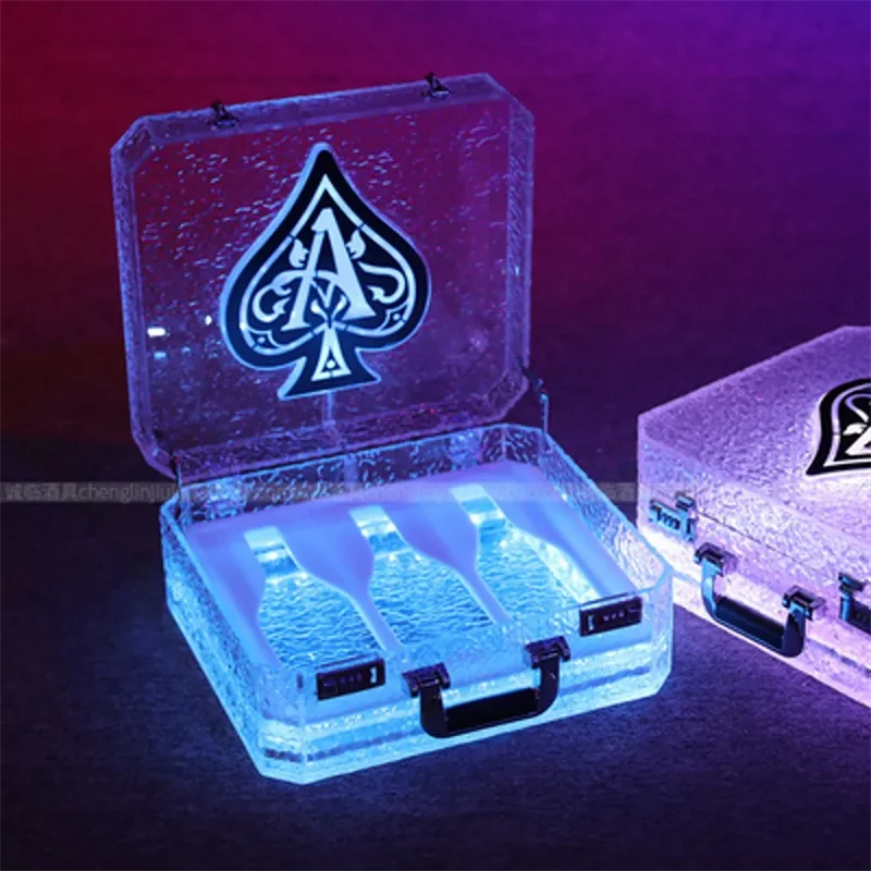 New Ace of Spade LED Luminous Champagne Glorifier Display Case GlowBar Rechargeable Bottle Presenter For NightClub Party Lounge